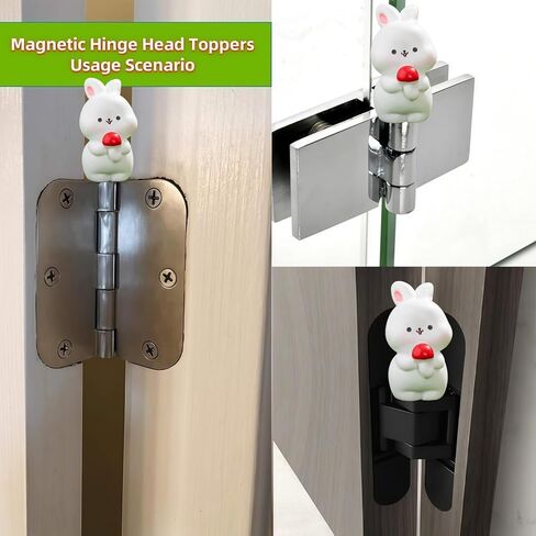 Hinge Heads Decorative Topper Set 6PCS, Home Decoration,Magnetic Hinge Head Toppers Door Hinge, Cute Mini Creative Small Animals, Rabbits, Resin Ornaments in Saudi Arabia