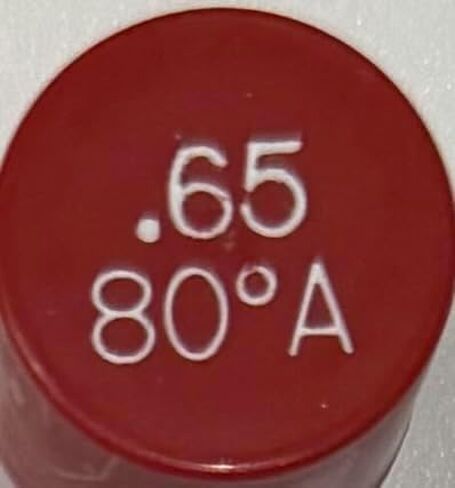 65 80 A Two Pack - Oil Burner Nozzle, .65 80 A, Hollow Spray Red Cap .65 80A Oil Nozzle .65 Gallons per minute with a hollow 80 degree Spray in Saudi Arabia
