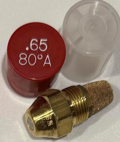 65 80 A Two Pack - Oil Burner Nozzle, .65 80 A, Hollow Spray Red Cap .65 80A Oil Nozzle .65 Gallons per minute with a hollow 80 degree Spray in Saudi Arabia