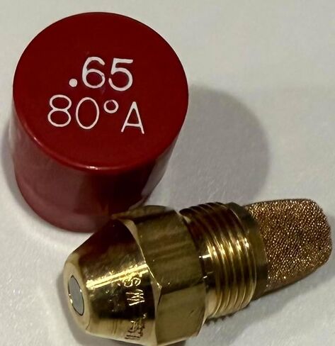 65 80 A Two Pack - Oil Burner Nozzle, .65 80 A, Hollow Spray Red Cap .65 80A Oil Nozzle .65 Gallons per minute with a hollow 80 degree Spray in Saudi Arabia