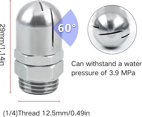 360-degree automatic rotating nozzle 1/4BSP, small-diameter barrel cleaning, cleaning of the inner wall of the wine barrel, suitable for cleaning the inner walls of the barrels in Kuwait