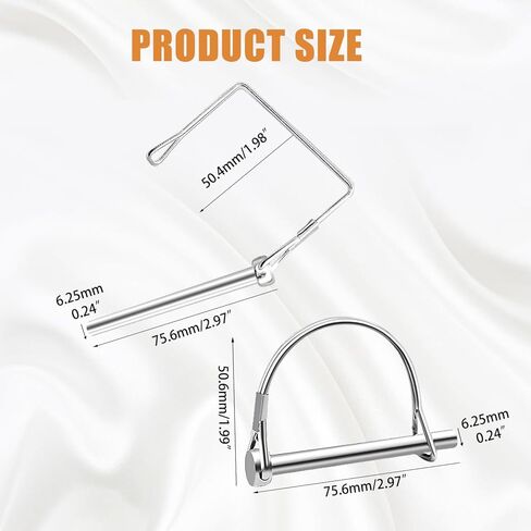 mankk 10 PCS 1/4" Trailer Coupler Pin Silver Square Trailer Hitch Pin PTO Shaft Safety Locking Pin Zinc-Plated Trailer Pin for Farm Lawn Garden Hitches M-127-SR in Kuwait