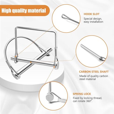 mankk 10 PCS 1/4" Trailer Coupler Pin Silver Square Trailer Hitch Pin PTO Shaft Safety Locking Pin Zinc-Plated Trailer Pin for Farm Lawn Garden Hitches M-127-SR in Kuwait