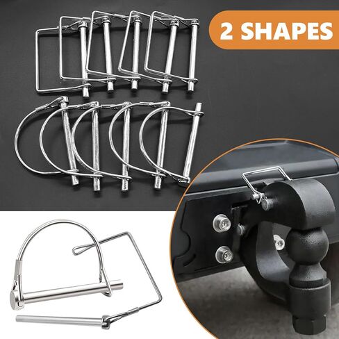 mankk 10 PCS 1/4" Trailer Coupler Pin Silver Square Trailer Hitch Pin PTO Shaft Safety Locking Pin Zinc-Plated Trailer Pin for Farm Lawn Garden Hitches M-127-SR in Kuwait