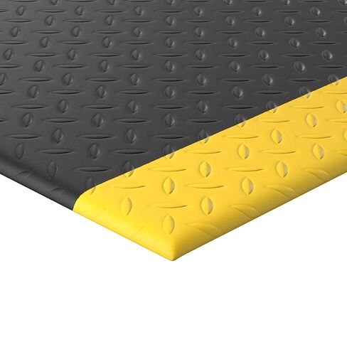 Diamond Deluxe 3' x 12' Black Anti-Fatigue Mat with Yellow Borders in Kuwait