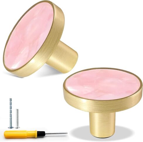 12 Pack Gold Knobs for Dresser Drawers, Brass Dresser Knobs Round Cabinet Knobs for Kitchen Cabinet Cupboard Door Decorative Furniture Hardware, 1-1/4" Diameter, White in Saudi Arabia