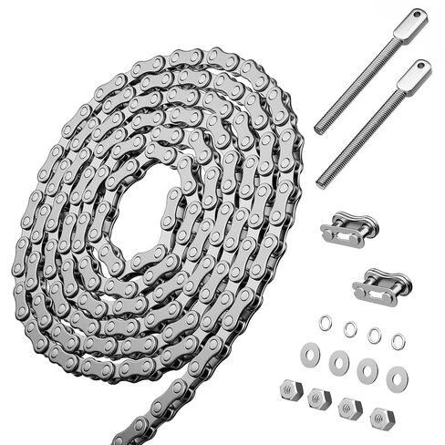 Wyckoff #40SS 08A 10FT Roller Chain with 2 Free Connecting Links, 2 Tie Rod Chain Connection Hardware, Carbon Steel Chains for Sliding Gate Opener, Bycicles, Mini Bikes, Motorcycles in Kuwait
