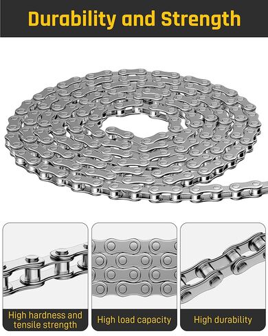 Wyckoff #40SS 08A 10FT Roller Chain with 2 Free Connecting Links, 2 Tie Rod Chain Connection Hardware, Carbon Steel Chains for Sliding Gate Opener, Bycicles, Mini Bikes, Motorcycles in Kuwait