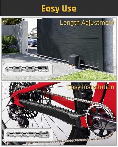 Wyckoff #40SS 08A 10FT Roller Chain with 2 Free Connecting Links, 2 Tie Rod Chain Connection Hardware, Carbon Steel Chains for Sliding Gate Opener, Bycicles, Mini Bikes, Motorcycles in Kuwait