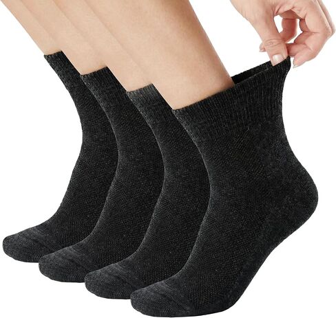 Facool 4 Pairs Merino Wool Diabetic Socks for Men, Non-Binding Top & Seamless Toe, Loose Fit Ankle Cushioned Socks in Kuwait
