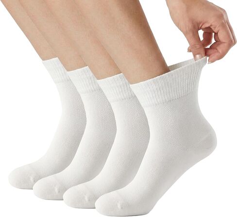 Facool 4 Pairs Merino Wool Diabetic Socks for Men, Non-Binding Top & Seamless Toe, Loose Fit Ankle Cushioned Socks in Kuwait