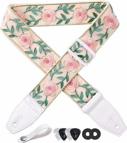 YIKOKO Guitar Strap 2 inch, with Full Grain Leather End, for Bass, Electric and Acoustic Guitars in Kuwait