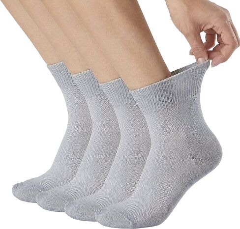 Facool 4 Pairs Merino Wool Diabetic Socks for Men, Non-Binding Top & Seamless Toe, Loose Fit Ankle Cushioned Socks in Kuwait