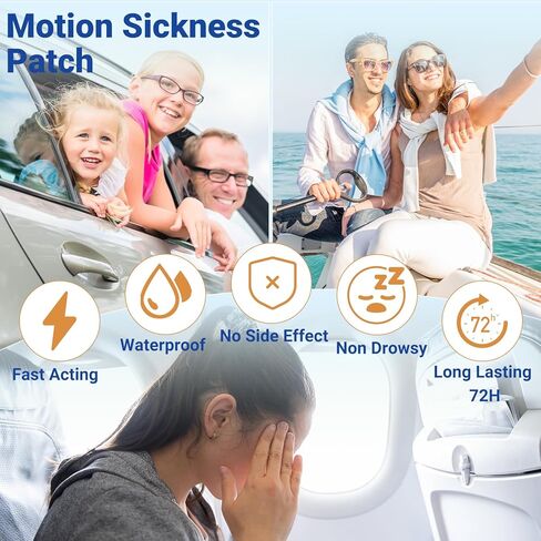 رقع دوار الحركة من إيشانكير، غير نعاس، 20 قطعة من رقع دوار البحر لأساسيات السفر البحرية، مقاومة للماء خلف الأذن للسيارة والطائرة والسفن، سريعة المفعول وتدوم طويلاً 72 ساعة in Kuwait