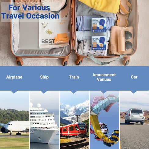 رقع دوار الحركة من إيشانكير، غير نعاس، 20 قطعة من رقع دوار البحر لأساسيات السفر البحرية، مقاومة للماء خلف الأذن للسيارة والطائرة والسفن، سريعة المفعول وتدوم طويلاً 72 ساعة in Kuwait