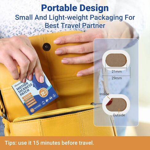 رقع دوار الحركة من إيشانكير، غير نعاس، 20 قطعة من رقع دوار البحر لأساسيات السفر البحرية، مقاومة للماء خلف الأذن للسيارة والطائرة والسفن، سريعة المفعول وتدوم طويلاً 72 ساعة in Kuwait