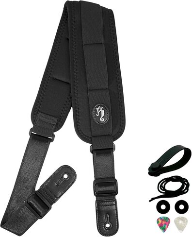 rockyou Ergonomic Shock-Absorbing Guitar Strap – New Curved Design, Wide Padded with Stretch Elastic, Adjustable Length for Electric & Bass Guitar in Saudi Arabia