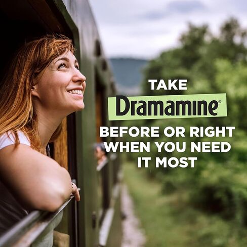 Dramamine Nausea Chewable Nausea Relief with Meclizine, Raspberry Cream Flavor, 12 Count in Kuwait