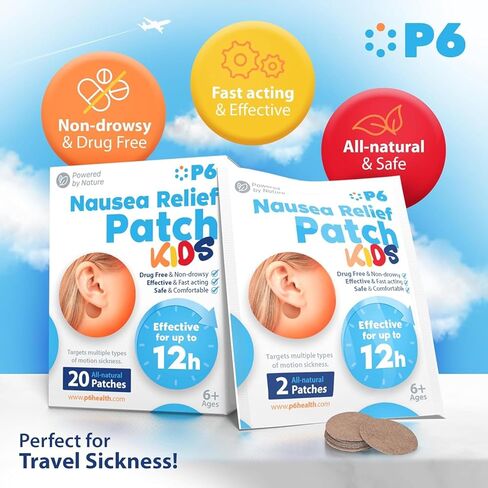 P6 Motion Sickness Patches for Kids - All Natural Sea Sickness Patches for Cruise and Car - Non Drowsy Motion Patch for Children - Safe Motion Sickness Patch for Travel - Ginger and Cinnamon in Saudi Arabia