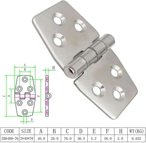 3″ x 1.57″ (76 × 40 mm) Set of 2 316 Stainless Steel Flush‐Mount Strap Hinges for Marine Yacht RV Camper in Saudi Arabia