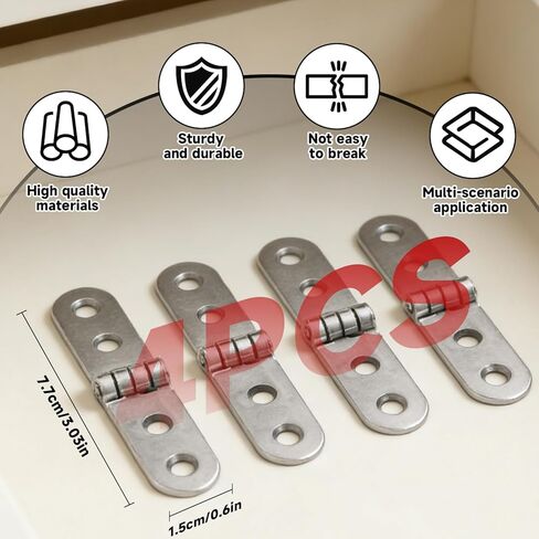 Strap Hinges Cabinet Hinge Repair Plate Set Butt Hinges Folding Flat Hinges with Screws Metal Hardware 4 Pack in Saudi Arabia