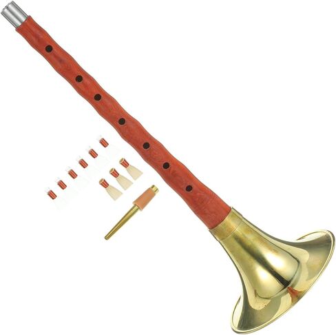 BESTYASH Professional Suona Instrument in D Key Red Sandalwood Body with Plastic Reed and Horn Traditional Chinese Ethnic Wind Musical Instrument for Folk Performance Random Random Color in Kuwait