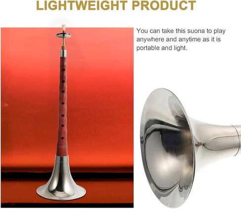 BESTYASH Professional Suona Instrument in D Key Red Sandalwood Body with Plastic Reed and Horn Traditional Chinese Ethnic Wind Musical Instrument for Folk Performance Random Random Color in Kuwait