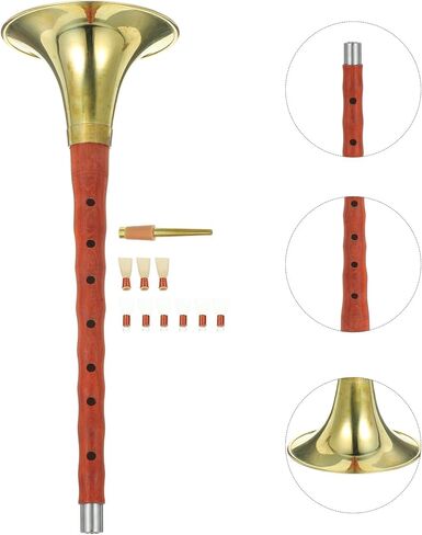 BESTYASH Professional Suona Instrument in D Key Red Sandalwood Body with Plastic Reed and Horn Traditional Chinese Ethnic Wind Musical Instrument for Folk Performance Random Random Color in Kuwait