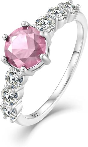 خاتم الخطوبة Moissanite ، 1 قيراط D Color VVS1 Round Cut 925 Sterling Silver Anniversary Wedding Ring For Women Size 6-9 in Kuwait