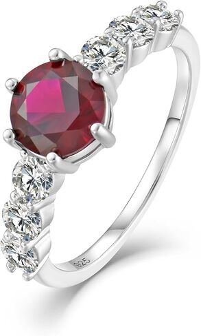 خاتم الخطوبة Moissanite ، 1 قيراط D Color VVS1 Round Cut 925 Sterling Silver Anniversary Wedding Ring For Women Size 6-9 in Kuwait