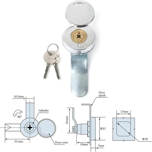 Zinc Alloy Door Lock Mechanical Hardware with Key Cam Cabinet 1Pcs in Saudi Arabia