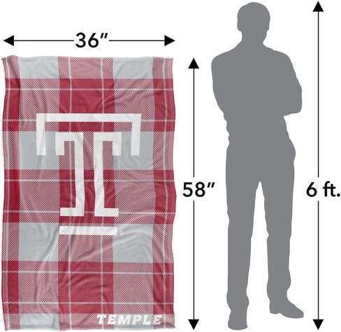LOGOVISION Temple University Campus Plaid Spirit Silky Touch Super Soft Throw Blanket 36"x58" in Saudi Arabia