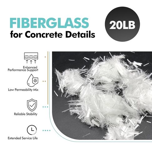 2 Pcs 20 Lb 3/4'' (19 mm) Fiberglass for Concrete Cement Mortar Mix, AR Glass Chopped Strand Fiberglass for Reinforcing Concrete Building Walls and Garden Floors in Saudi Arabia