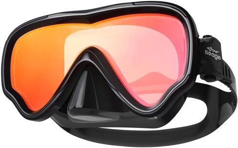 Seago Swim Mask Swimming Goggles Adult Men Women With Nose Cover, Adult Swim Goggles Anti Fog 180° Clear View Tempered Glasses, Pool Underwater Men Women Goggles Mirrored Orange UV Protection No Leak in Kuwait