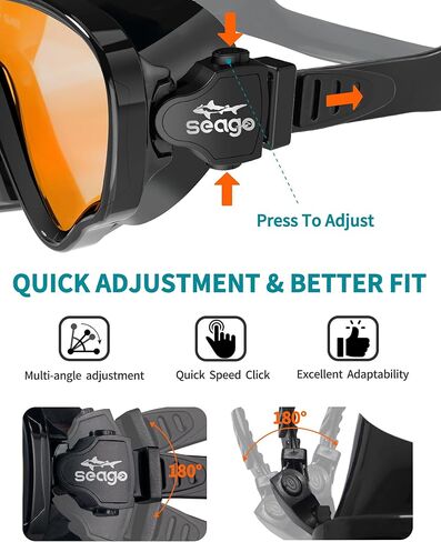 Seago Swim Mask Swimming Goggles Adult Men Women With Nose Cover, Adult Swim Goggles Anti Fog 180° Clear View Tempered Glasses, Pool Underwater Men Women Goggles Mirrored Orange UV Protection No Leak in Kuwait