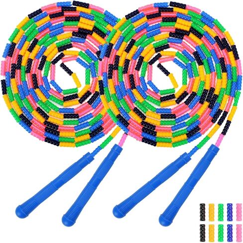 Dutch Jump Rope 16 FT 1 Pack/2 Pack, Long Soft Beaded Jump Rope, Adjustable Segmented Skipping Rope for Kids Adults, Multiplayer Jumping Rope for Fitness Outdoor in Saudi Arabia