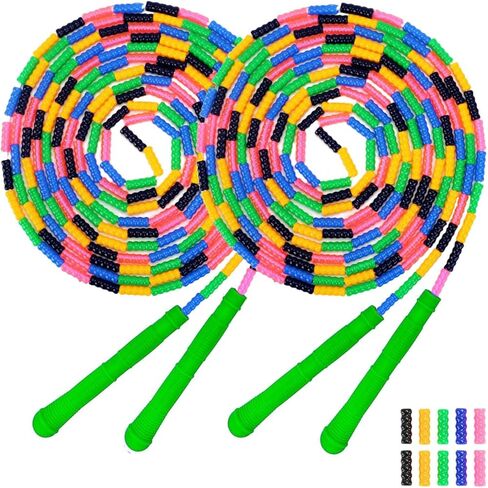 Dutch Jump Rope 16 FT 1 Pack/2 Pack, Long Soft Beaded Jump Rope, Adjustable Segmented Skipping Rope for Kids Adults, Multiplayer Jumping Rope for Fitness Outdoor in Saudi Arabia