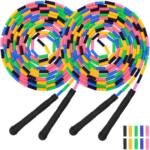 Dutch Jump Rope 16 FT 1 Pack/2 Pack, Long Soft Beaded Jump Rope, Adjustable Segmented Skipping Rope for Kids Adults, Multiplayer Jumping Rope for Fitness Outdoor in Saudi Arabia