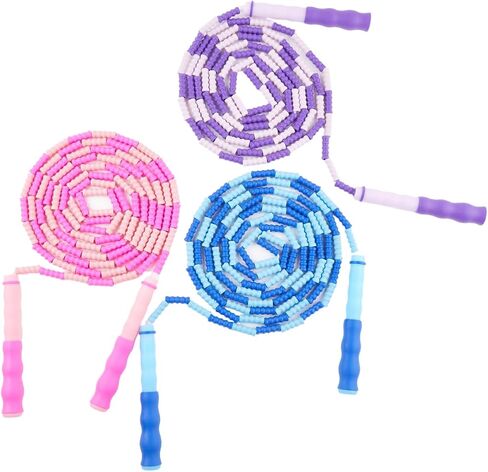 Beaded Bamboo-Segment Jump Rope - Durable PVC Skipping Rope with Anti-Slip Handle, Tangle-Free Design & Adjustable Length for Beginners in Kuwait