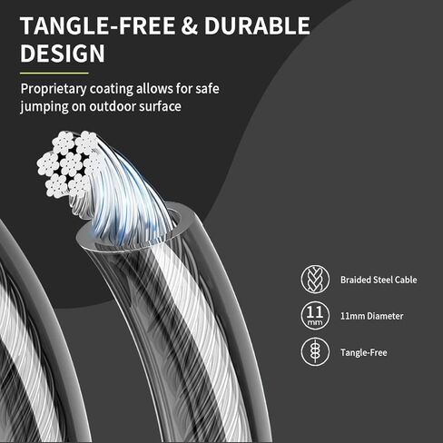 Weighted Jump Rope 1LB for Men & Women - Heavy Duty 11mm Steel Cable, Metal Handles with Smooth Spin, Comfortable Grips & Adjustable Length | Perfect for Muay Thai, MMA & High-Intensity Fitness Workouts in Saudi Arabia