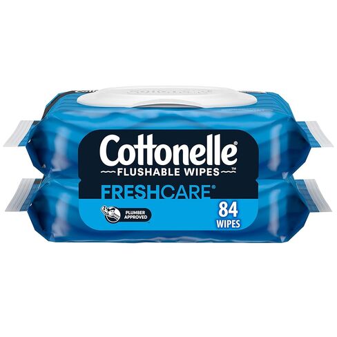 Cottonelle Flushable Wet Wipes for Adults, 2 Flip-Top Packs, 42 Wipes per Pack (84 Wipes Total) in Kuwait