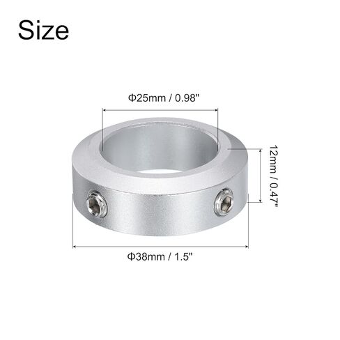 uxcell 10pcs Set Screw Collars 25mm Bore, Aluminum Shaft Collars, 38mm OD and 12mm Thickness, Set Screw Clamp Collar, Stop Collar for Linear Rod Shaft Guide in Kuwait
