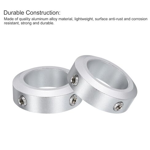 uxcell 10pcs Set Screw Collars 25mm Bore, Aluminum Shaft Collars, 38mm OD and 12mm Thickness, Set Screw Clamp Collar, Stop Collar for Linear Rod Shaft Guide in Kuwait
