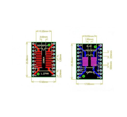 10Pcs SOP20 SSOP20 TSSOP20 to DIP20 Pitch 0.65/1.27mm IC Adapter PCB Board in Saudi Arabia