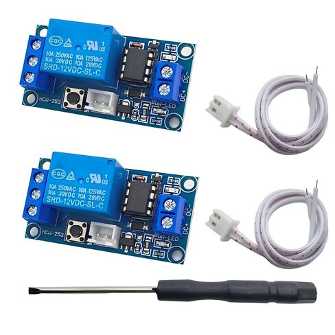 2-Pack 12V Single Bistable Self-Locking Relay Module with Start/Stop Button, Includes Screwdriver in Kuwait