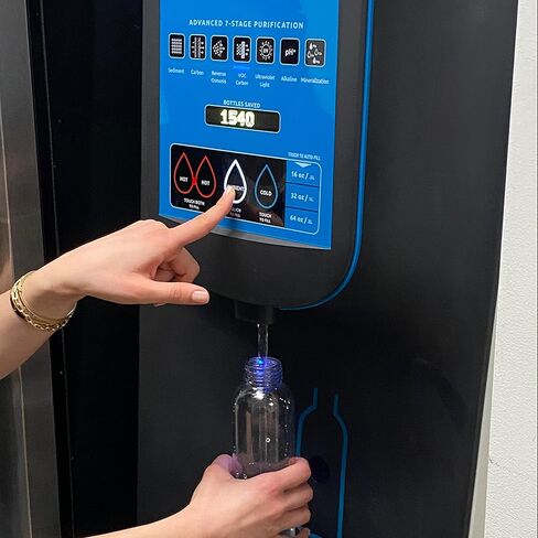 AquaTru Freestanding Model 3 Commercial Water Purification System | 7-Stage Reverse Osmosis (RO) with UV & Mineral Enhancement | موزع ساخن وبارد لدرجة حرارة الغرفة | جهاز استشعار حر اليدين in Kuwait