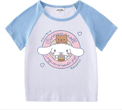 Cinnamoroll Graphic T Shirt and Shorts Set Girls Short Sleeve 2 Piece Lounge Sets Cartoon Summer Active Tracksuit, Light Blue/1, S, Small Petite in Saudi Arabia