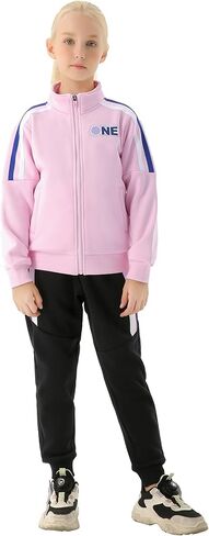 Girls Tracksuit 2 Piece Girls Outfits Full Zip Jacket and Jogger Set Sweatpants Athletic Clothes Sets in Saudi Arabia