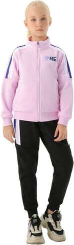 Girls Tracksuit 2 Piece Girls Outfits Full Zip Jacket and Jogger Set Sweatpants Athletic Clothes Sets in Saudi Arabia