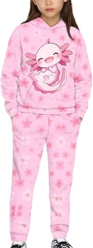 WELLFLYHOM Girls Hoodies and Pants Set Graphic Sweatsuit Long Sleeve Sweatshirt and Jogger Pant Sets Fall Outfits in Saudi Arabia